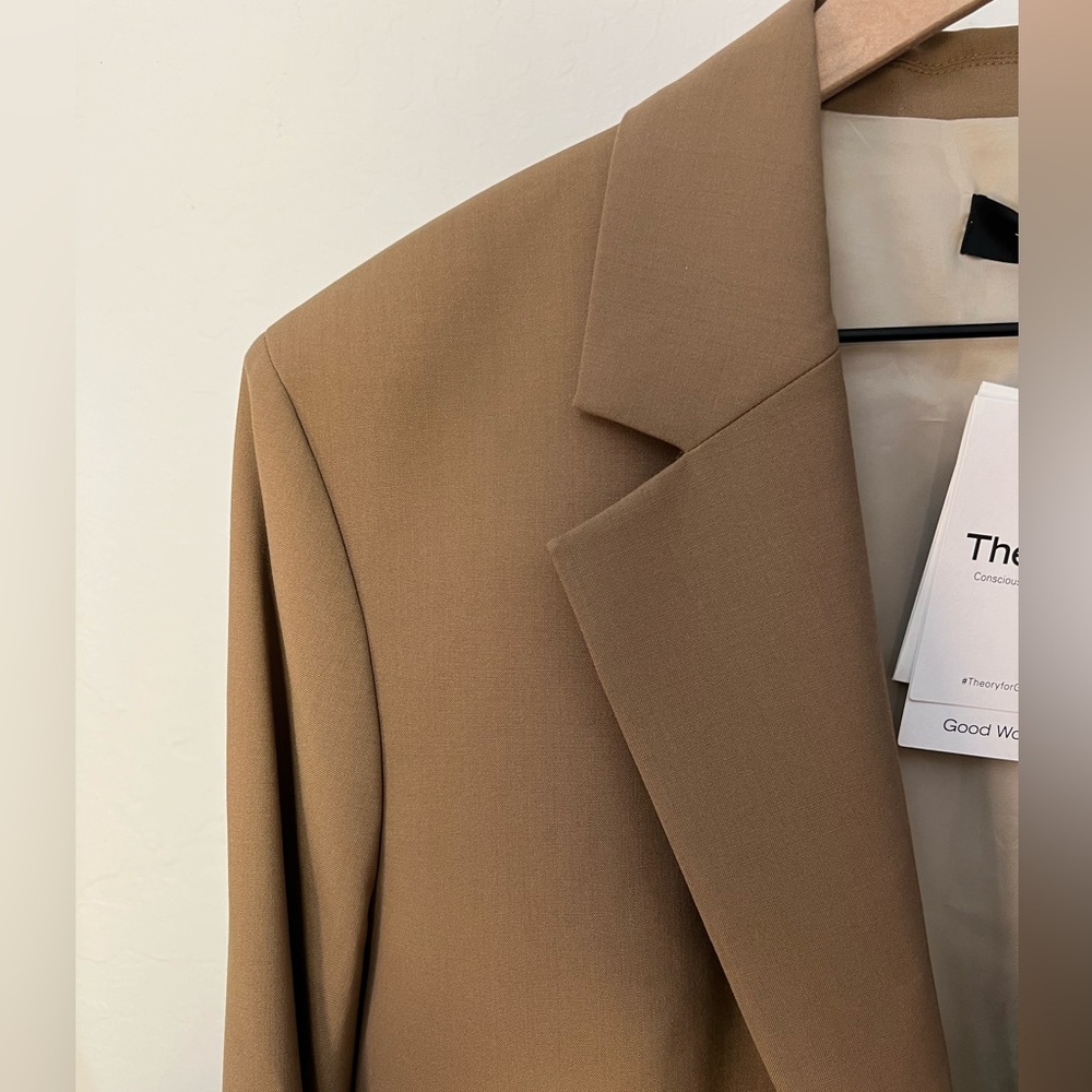 NWT Theory "Truffle" Traceable Wool Boyfriend Style Single Button Closure Blazer - Picture 7 of 14